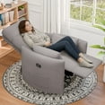 thumbnail image 1 of Homall 360° Swivel Nursery Recliner Power Swivel Rocker Recliner Chair with 2 Pillows Comfy High Back Adult Glider Rocker for Living Room,Loop Yarn Gray, 1 of 7