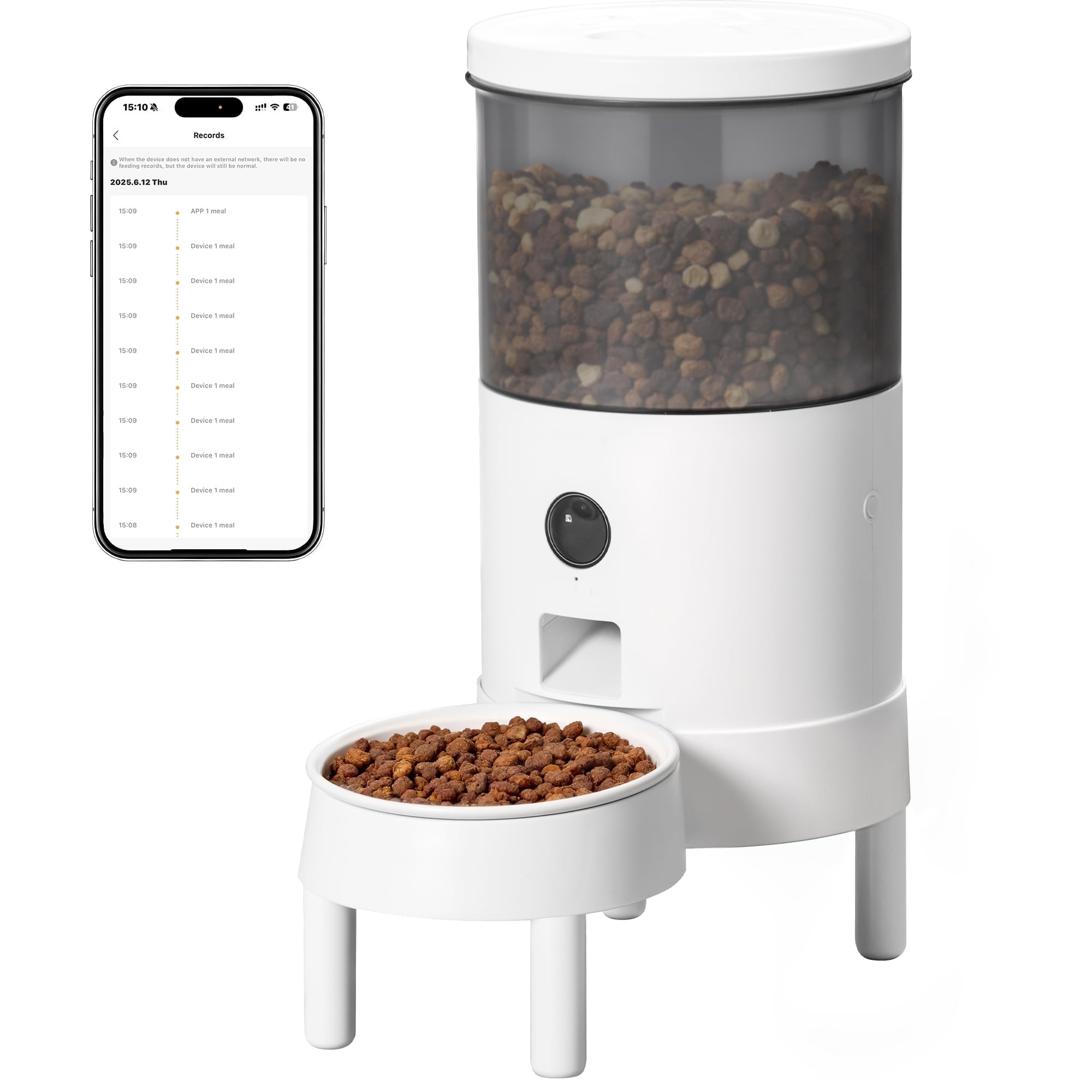 Homall 4.5L Automatic Cat Vacuum Feeder, Automatic Pet Feeder Gravity Feeder with 2.4G WiFi Control and Anti-Blockage Technology