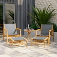 thumbnail image 1 of Homall 4 Pieces Patio Conversation Set Outdoor Furniture Set Textilene Acacia Wood Outdoor Chair with Ottoman, Gray, 1 of 7