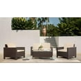 thumbnail image 1 of Homall 4 Pieces Outdoor Conversation Sets Patio Rattan Furniture Sets with Glass Table,Brown&Beige, 1 of 2