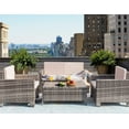 thumbnail image 1 of Homall 4 Pieces Outdoor Conversation Sets Patio Rattan Furniture Sets with Glass Table,Gray&Beige, 1 of 2