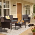 thumbnail image 1 of Homall 4 Pieces Patio Conversation Set Outdoor Furniture Rattan Chairs Wicker Seating with Cushion and Table Weather-resistant for Porch Garden Backyard, Brown /Gray, 1 of 8