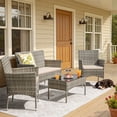thumbnail image 1 of Homall 4 Pieces Patio Conversation Set Outdoor Furniture Rattan Chairs Wicker Seating with Cushion and Table Weather-resistant for Porch Garden Backyard, Gray /Beige, 1 of 8