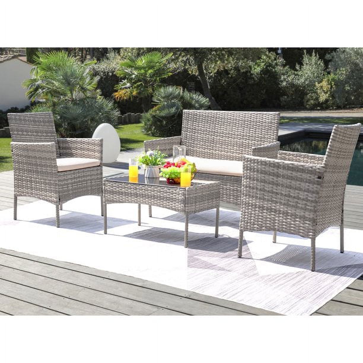 Walmart exclusive discounts  Walmart Black Friday Deals 2025 Homall Outdoor Patio Furniture Set, 4-Piece Gray PE Rattan Wicker, Beige Cushions