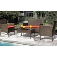 Homall 4Piece Outdoor Patio Set, Brown PE Rattan Wicker, Red Cushion