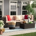 thumbnail image 1 of Homall 4 Pieces Outdoor Sectional Sofa Wicker Conversation Sets Patio Rattan Furniture Set with Cushions and Glass Table, 1 of 7