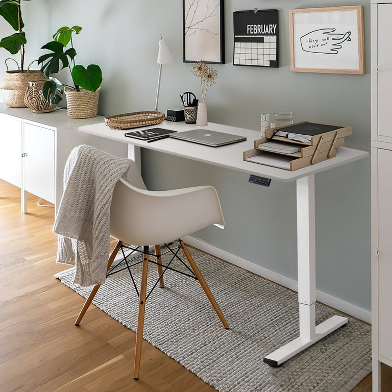 Homall 40 24 Electric Height Adjustable Standing Desk Home Office Computer Desk Memory Preset with T Shaped Metal Bracket White