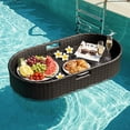 thumbnail image 1 of Homall 40×30×7in Rattan Floating Pool Tray Wicker Serving Tray for Food Drinks Floats for Spas Pool Parties, Black, 1 of 7