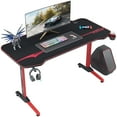 thumbnail image 1 of Homall 43 Inch T-Shaped Legs Computer Gaming Desk Carbon Fiber Surface Gaming Desk With Cup Holder & Headphone Hook，Red, 1 of 7