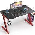 thumbnail image 1 of Homall 44 Inches Z-Shaped Gaming Desk Carbon Fiber Surface Desk with Cup Holder & Headphone Hook, Classic Red, 1 of 7