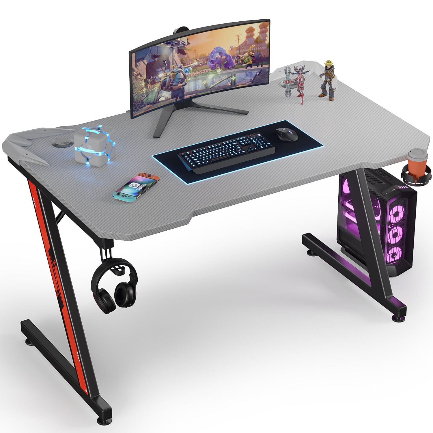 Homall 63'' Ergonomic Computer Desk with Mouse Pad, Gaming Desk with  Gamepad Bracket, Cup Holder & Reviews