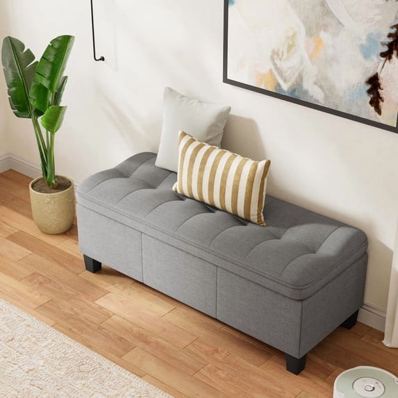 Homall 47.2" Linen Storage Ottoman Bench, 340LBS, Slow-Close Hinge, High Density Foam