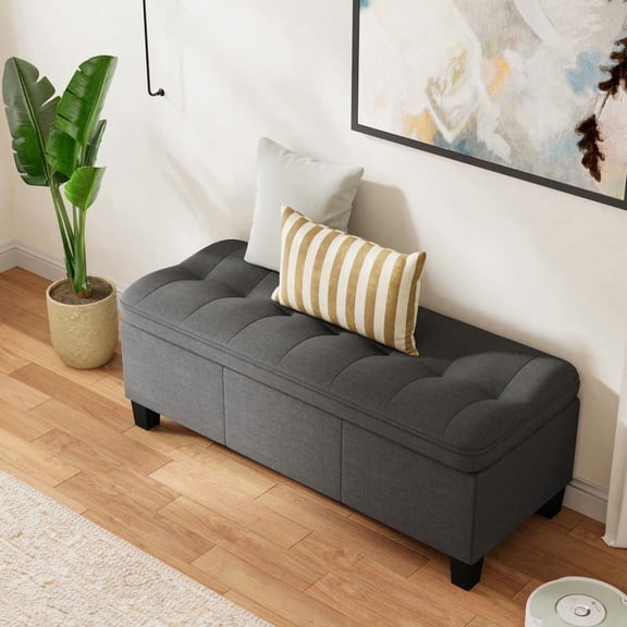 Homall 47.2" Linen Storage Ottoman Bench, 340LBS, Slow-Close Hinge, High Density Foam