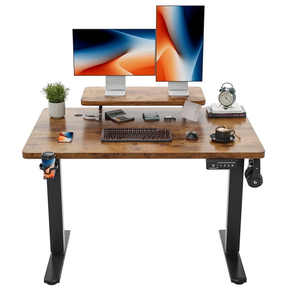 Homall 47" Wide Home Office Electric Height Adjustable Standing Desk Lifting Range 28~46" Computer Desk with Monitor Stand,Brown
