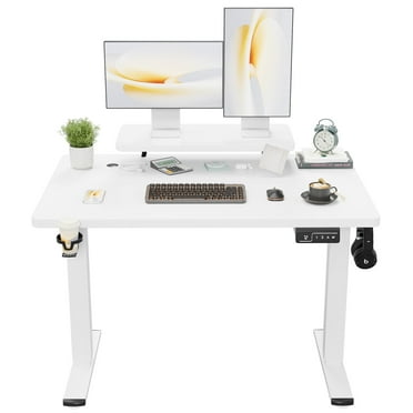 Homall 47" Wide Home Office Electric Height Adjustable Standing Desk Lifting Range 28~46" Computer Desk with Monitor Stand,White