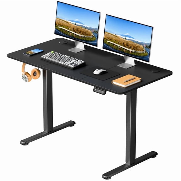 Homall 48" × 24" Electric Height Adjustable Standing Desk Home Office Computer Desk Memory Preset with T-Shaped Metal Bracket, Black
