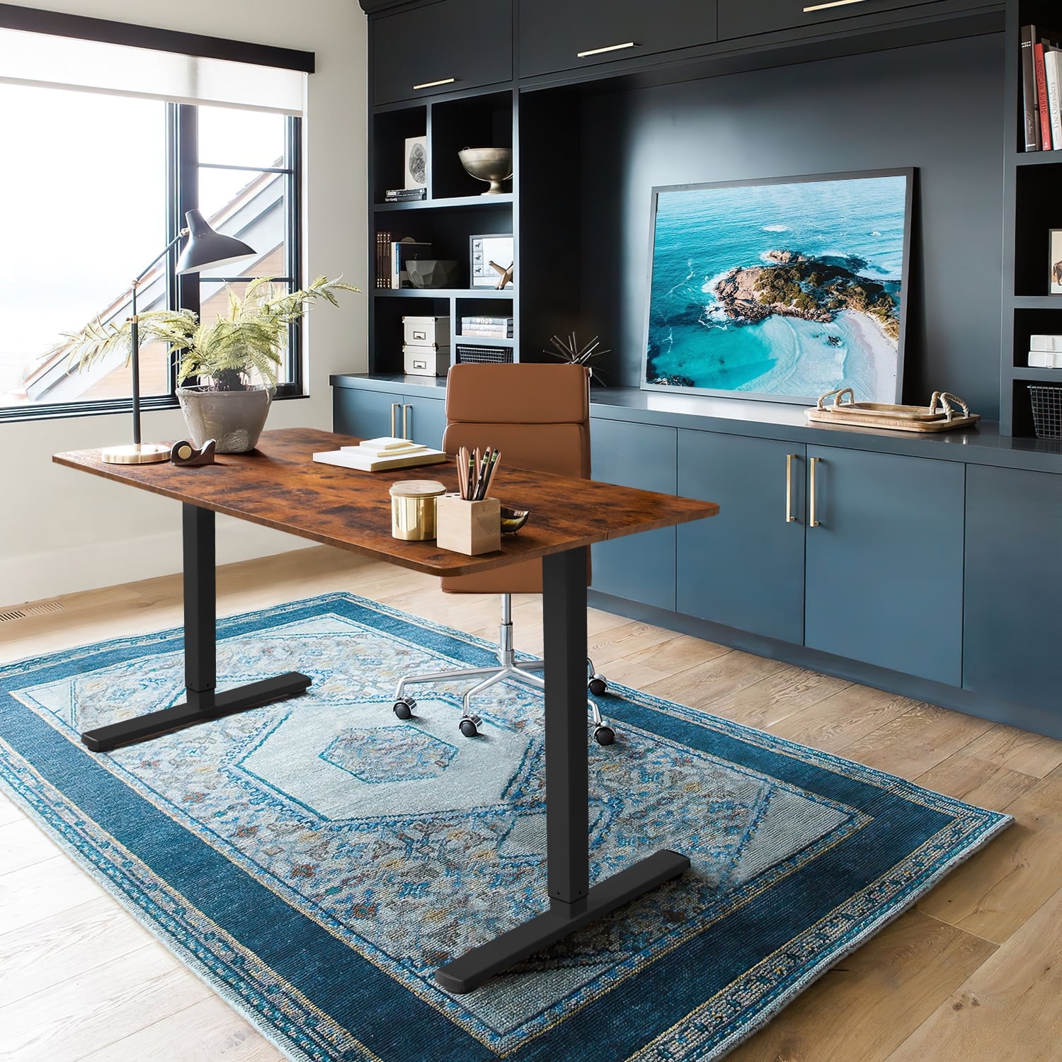Homall 48" Brown Wood Electric Height Adjustable Standing Desk
