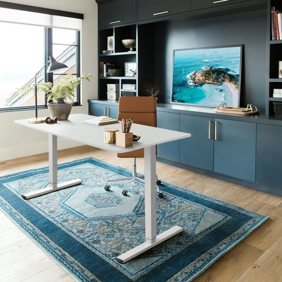 Homall 48" × 24" Electric Standing Desk Height Adjustable Home Office Computer Desk Memory Preset with T-Shaped Metal Bracket, White