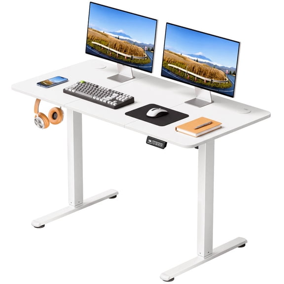 Homall 48" × 24" Electric Standing Desk Height Adjustable Home Office Computer Desk Memory Preset with T-Shaped Metal Bracket, White
