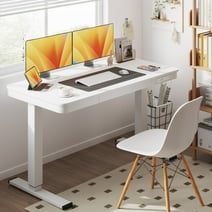 Homall 48x24"Electric Height Adjustable Standing Desk with Drawer and Charging Ports, Ergonomic Office&Home Computer Desk, White