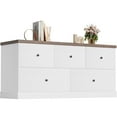 thumbnail image 1 of Homall 5 Drawer Dresser Wood Storage Cabinet Double Tier Chest of Drawer TV Stand for Bedroom, Living Room, White, 1 of 7
