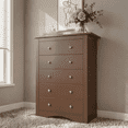 thumbnail image 1 of Homall 5 Drawer Tall Dresser for Bedroom, Wide Storage Cabinet for Living Room, Wood Chest of Drawers with Metal Handles, Brown, 1 of 10