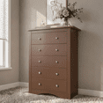 thumbnail image 1 of Homall 5 Drawer Tall Dresser for Bedroom, Wide Storage Cabinet for Living Room, Wood Chest of Drawers with Metal Handles, Brown, 1 of 10