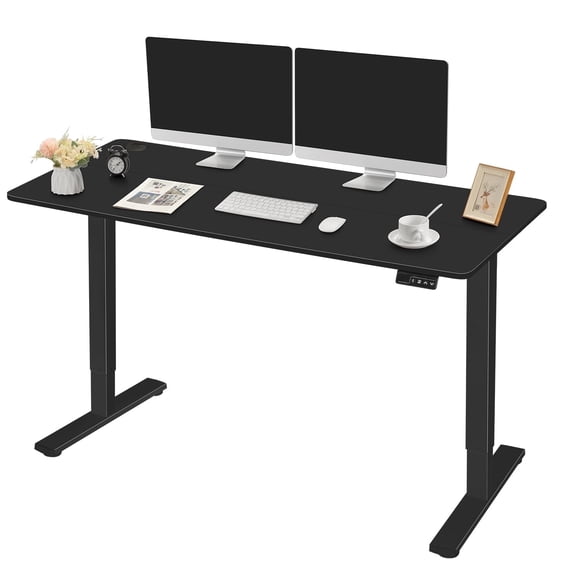 Homall 55" × 24" Electric Height Adjustable Standing Desk Home Office Computer Desk Memory Preset with T-Shaped Metal Bracket, Black
