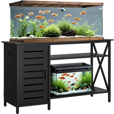 Homall 55 - 75 Gallon Fish Tank Stand with Power Outlets Aquarium Stand with Wooden Cabinet Storage, Black