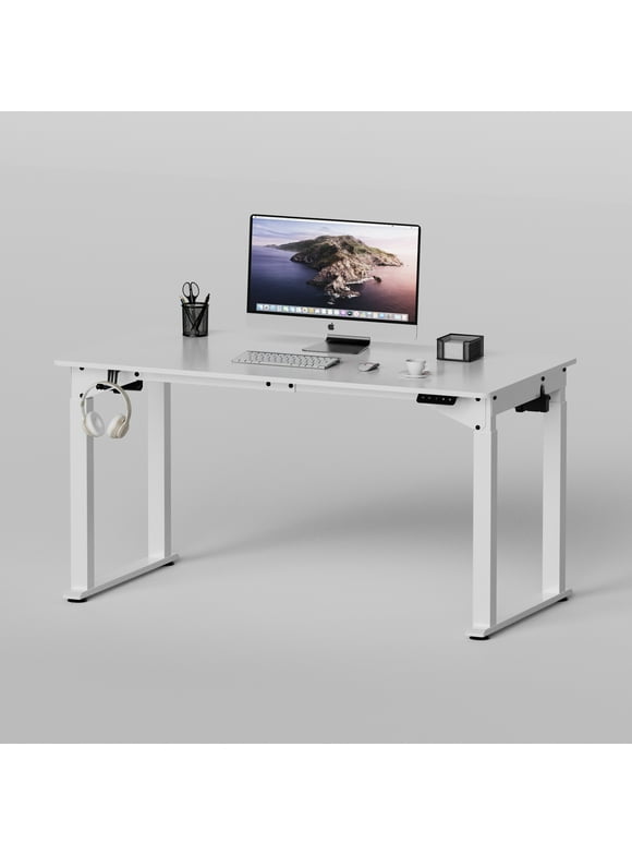 Homall 55"Standing Desk Electric Height Adjustable Desk Lifting Range 28~45" Office Desk Sit-Stand Desk With lift function,White