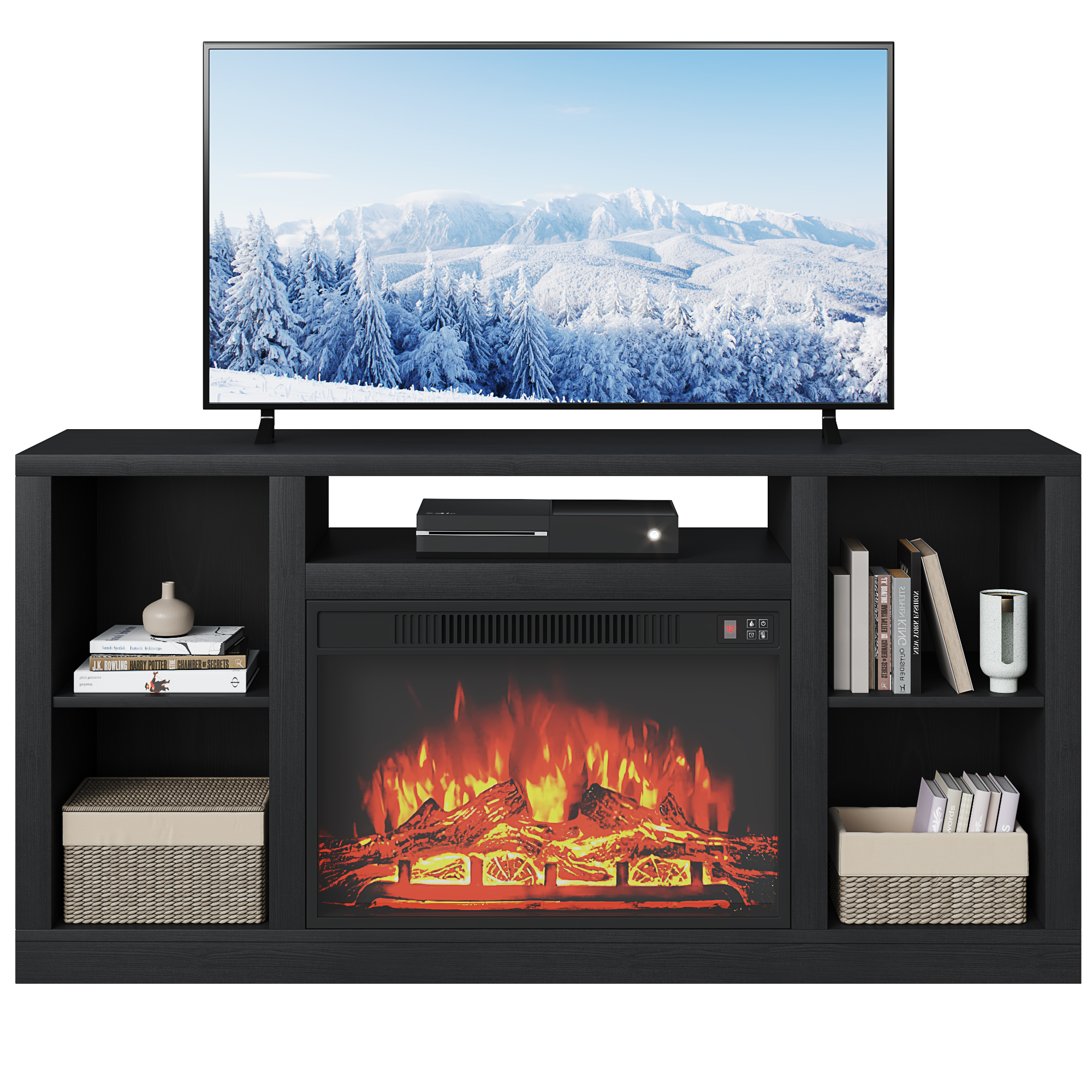 Twin Star Home TV Stand for TVs up to 60 inches Screen Size with ClassicFlame Electric Fireplace
