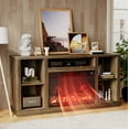 thumbnail image 1 of Homall 58 Inch Modern TV Stand with Electric Fireplace Shelf Media Storage TV Stand for TVs Up to 65",Light Brown, 1 of 7