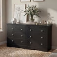 thumbnail image 1 of Homall 6 Drawer Dresser for Bedroom, Wood Double Chest of Drawers with Metal Handles, Wide Storage Cabinet Organizer for Living Room, Black, 1 of 10