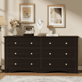 thumbnail image 1 of Homall 6 Drawer Wood Dresser Furniture, Double Tier Storage Cabinet for Bedroom & Living Room,Brown Finish, 1 of 11