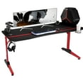 thumbnail image 1 of Homall 63 Inch T-Shaped Legs Computer Gaming Desk Carbon Fiber Surface Gaming Desk With Cup Holder & Headphone Hook, 1 of 2