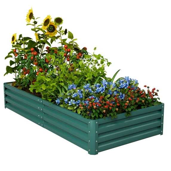 Homall 6x3x1 FT Galvanized Raised Garden Bed Planter Raised Beds Outdoor Garden Boxes Large Metal Planter Box Steel Kit for Vegetables Flowers Herb