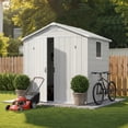 thumbnail image 1 of Homall 6x4ft Outdoor Plastic Storage Shed with Window,Weather-Resistant, Easy Assembly, Wood-Effect Garden Tool House,Light Gray, 1 of 8