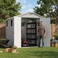 thumbnail image 1 of Homall 6x8ft Outdoor Resin Storage Shed with Window,Weather-Resistant, Easy Assembly, Wood-Effect Outdoor Shed for Garden & Tool Storage ,Light Gray, 1 of 7