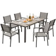 thumbnail image 1 of Homall 7 Piece Outdoor Dining Set for 6, Patio Table and Chairs Set with Textilene, Stackable Breathable Mesh Chairs, All-Weather Patio Furniture for Backyard Deck Poolside, Gray, 1 of 7