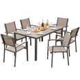thumbnail image 1 of Homall 7 Piece Outdoor Dining Set for 6, Patio Table and Chairs Set with Textilene, Stackable Breathable Mesh Chairs, All-Weather Patio Furniture for Backyard Deck Poolside, Brown, 1 of 7