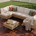 thumbnail image 1 of Homall 7 Pieces Patio Furniture Conversation Set Outdoor Wicker Premium PE Rattan Sofa with Tempered Glass Coffee Table All-Weather for Garden Poolside Porch,Beige, 1 of 7
