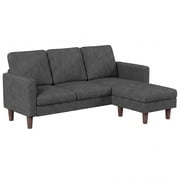 Homall 72" L-Shaped Modular Sectional Sofa 3 Seat Cloud Sofa Couch with Moveable Ottoman for Living Room,Dark Gray