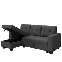 Homall 79" W L-Shaped Sofa Foldable Sofa Bed Reversible Sleeper Sectional Sofa with Storage Recliner, Dark Grey
