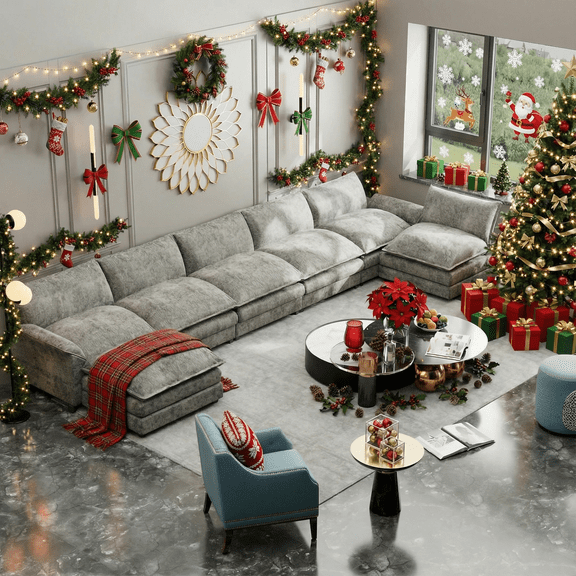 Homall 8-Seats Oversized Modular Sectional Sofa with Ottomans Convertible U-Shaped Sectional Couch Variable Sofa Couch Set with Oversized Soft Seat for Living Room,Gray