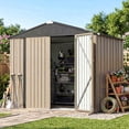 thumbnail image 1 of Homall 8 x 6 ft Outdoor Storage Shed, Durable Patio Metal Storage Shed with Floor Frame & Lockable Doors for Garden Backyard Lawn, Brown, 1 of 7