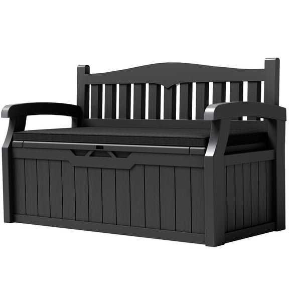 Homall 80 Gallon Plastic Storage Bench with Cushion Made Of Durable Weatherproof Resin And Deck-Box Organized Storage Compartment For Outdoor Patios And Lawns,Black