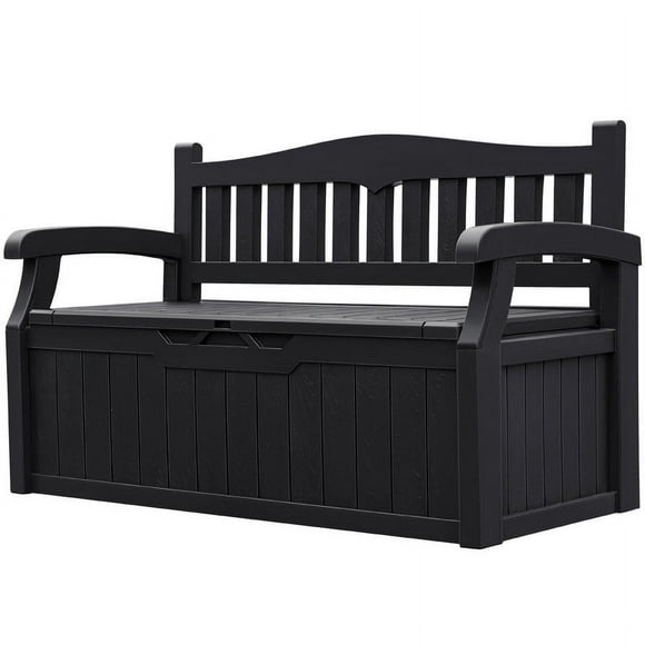 Homall 80 Gallon Plastic Storage Bench Made Of Durable Weatherproof Resin And Deck-Box Organized Storage Compartment For Outdoor Patios And Lawns,Black