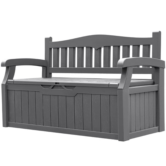 Homall 80 Gallon Plastic Storage Bench Made Of Durable Weatherproof Resin And Deck-Box Organized Storage Compartment For Outdoor Patios And Lawns,Gray