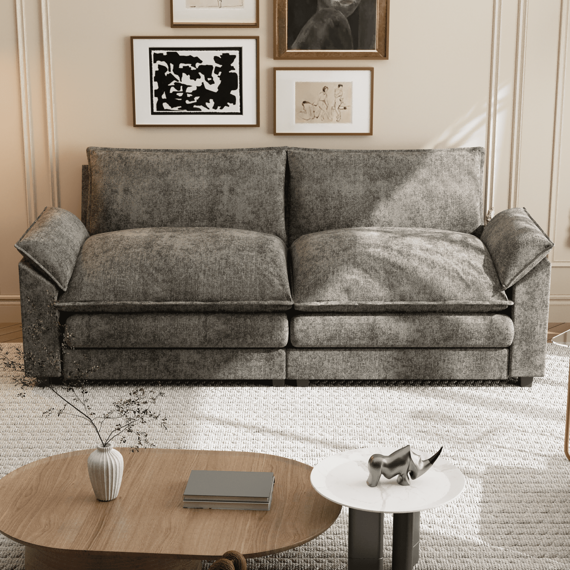 "Homall 80"" W Overstuffed Loveseat Sofa for Small Spaces, Apartment Living Room, Gray