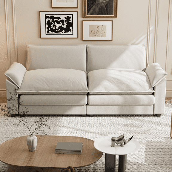 Homall 80" W Loveseat Sofa with Soften Arms for Small Spaces Loveseat Sleeper Couches for Living Room,White